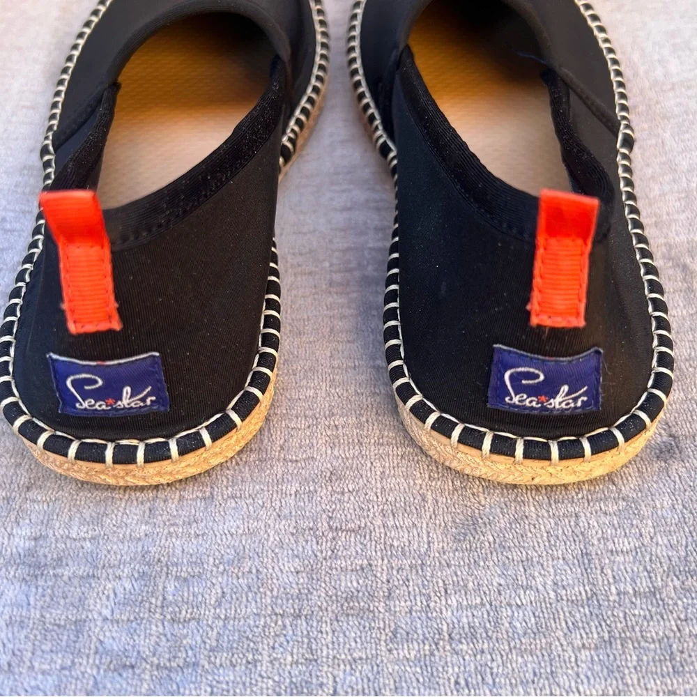Sea Star Beachwear Womens Shoes Sz 10 Slip On Espadrille Flats Black Water Shoes